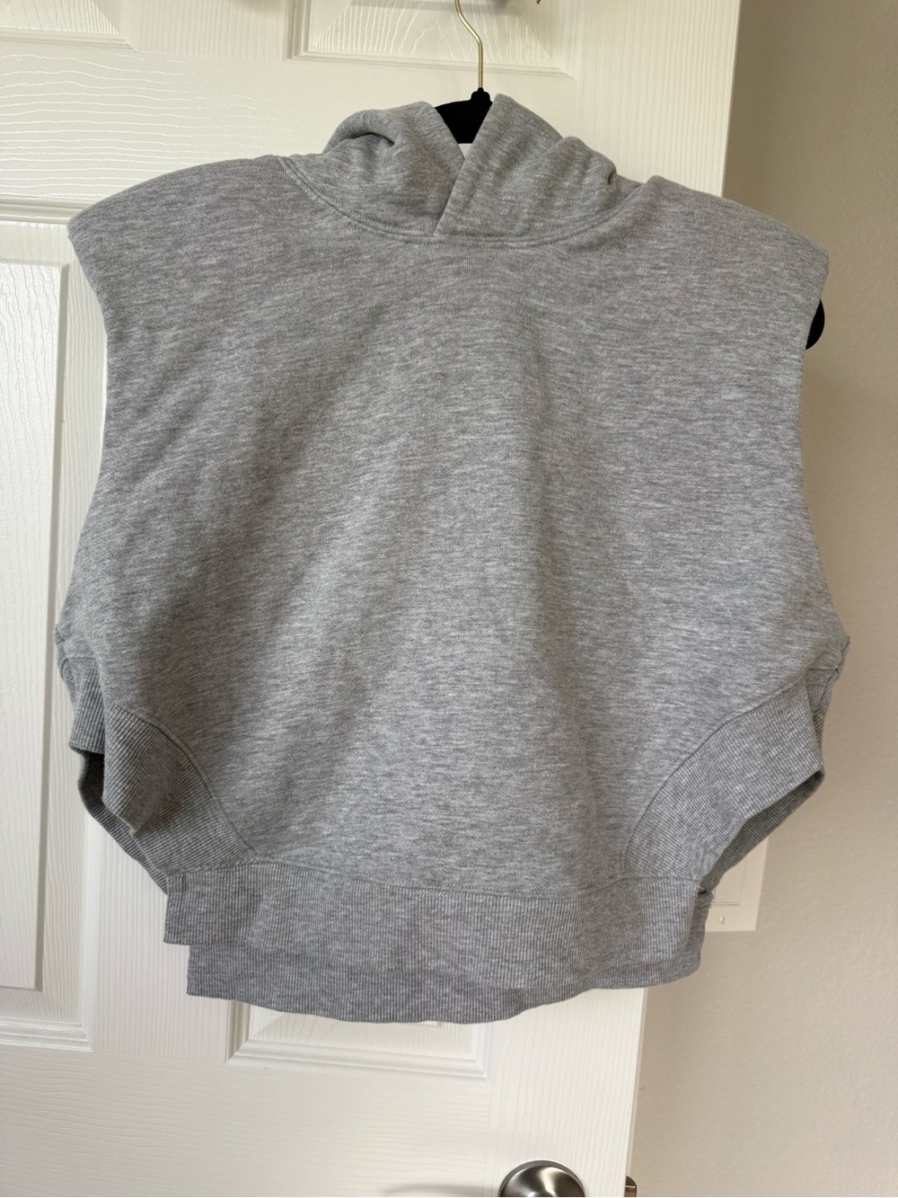 ALO Yoga Sleeveless Hooded Crop Sweatshirt in Light Gray XS